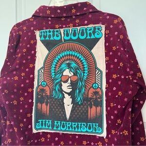 RARE vtg The Doors band tee Jim Morrison sewn on burgundy corduroy upcycled